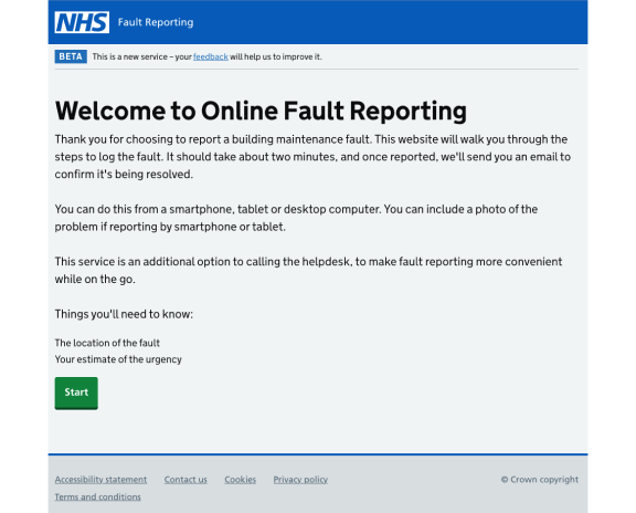 Report a Fault tool